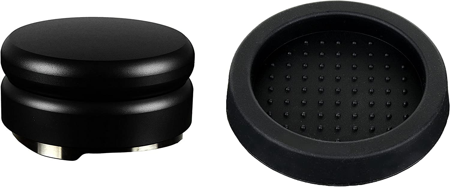 scarlet bijoux Scarlet Espresso | Distributor \"Special TRE\" for Barista; for Perfect Extraction with Portafilter Machines; Various Sizes; Heavy Duty Construction (Set: Black, 49 mm & Tamper Tray)