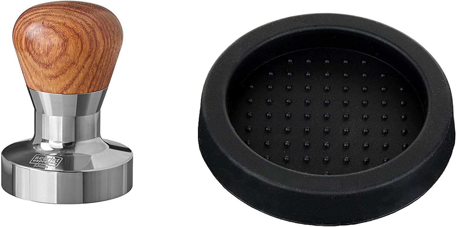scarlet bijoux Scarlet Espresso Passion Tamper for Barista; with Ergonomic PVC or Precious Wood Handle of Choice and Precision Stainless Steel Base (53 mm)