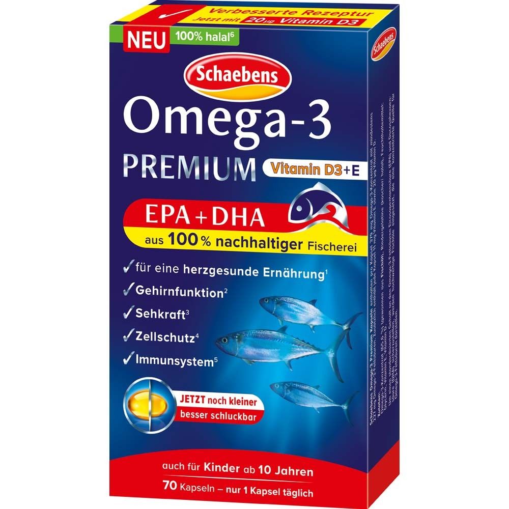 Schaebens Omega-3 Premium + Vitamin D 70 St