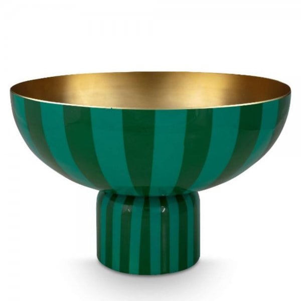 Tall Metal Stripes Green Bowl by Pip Studio