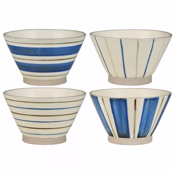 Bowl with stripes 4 parts by Ib Laursen