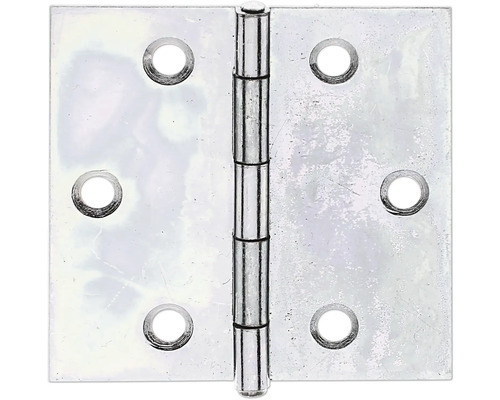Alberts Square hinge with riveted brass pin, 51 x 51.2 mm, sendzimir galvanized