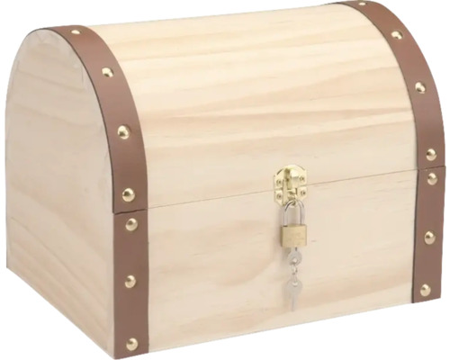 Glorex Large wooden treasure chest with lock, 27x18x20 cm