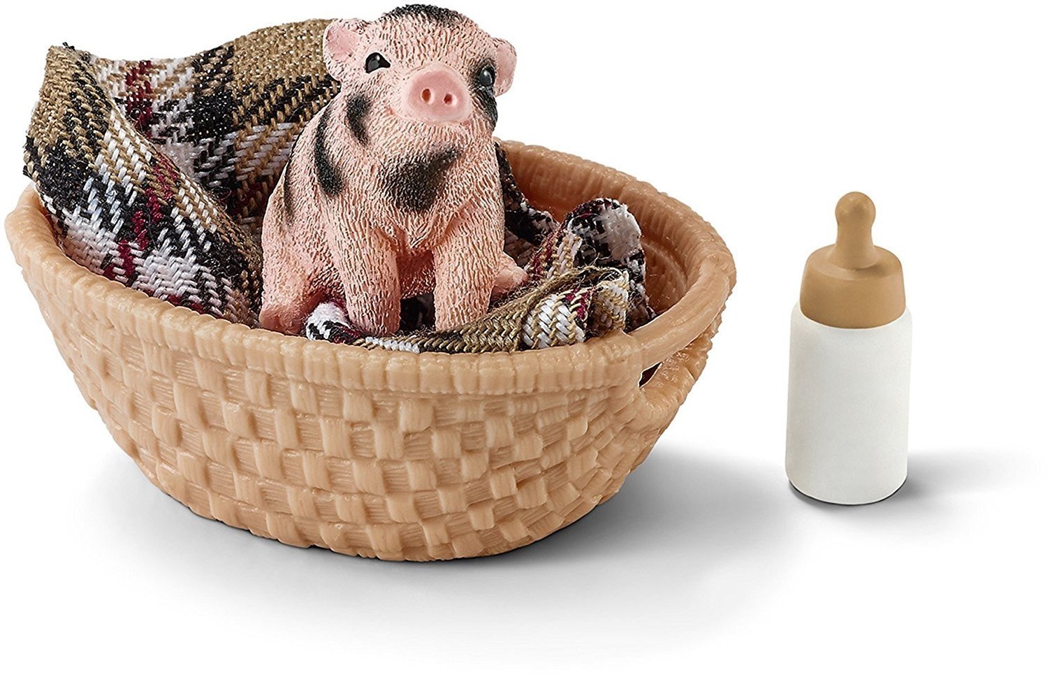 Schleich Mini Pig With Bottle Multi Colour