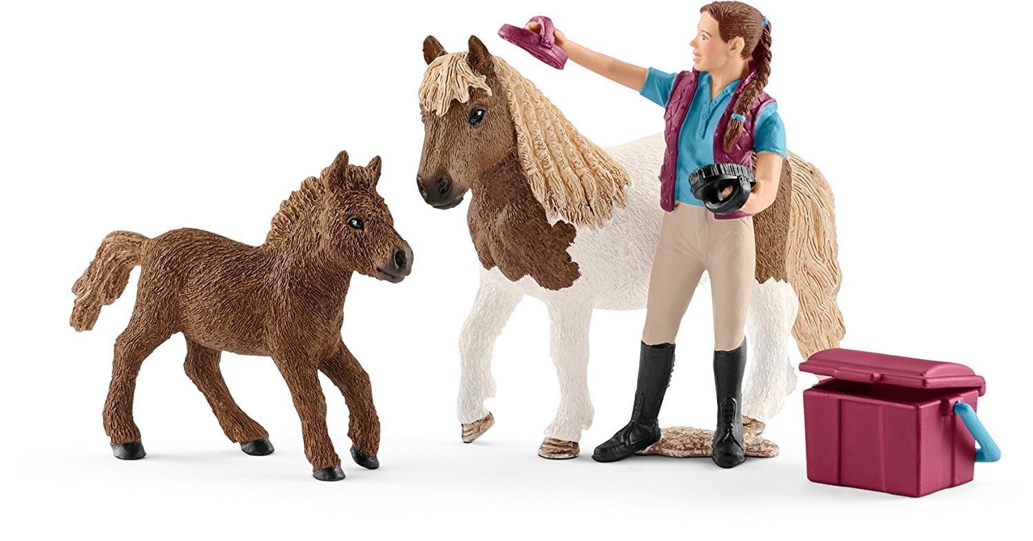 Schleich Horse Pflegerin With Shettys Figure