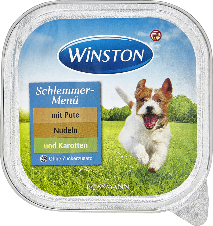 Winston Gourmet menu with turkey, pasta & carrots