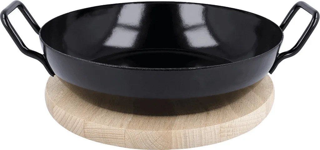 Gourmet frying pan with wooden plate EUROHOME serving pan with trivet - for breakfast eggs, casseroles and much more, pan with serving board