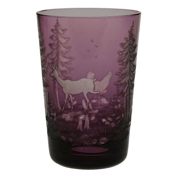 Schliersee chamois and black cock amethyst (12.5cm) from Theresienthal Glas