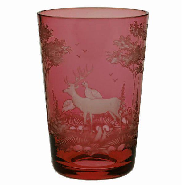 Schliersee deer and partridge ruby ​​red (12.5cm) from Theresienthal Glas