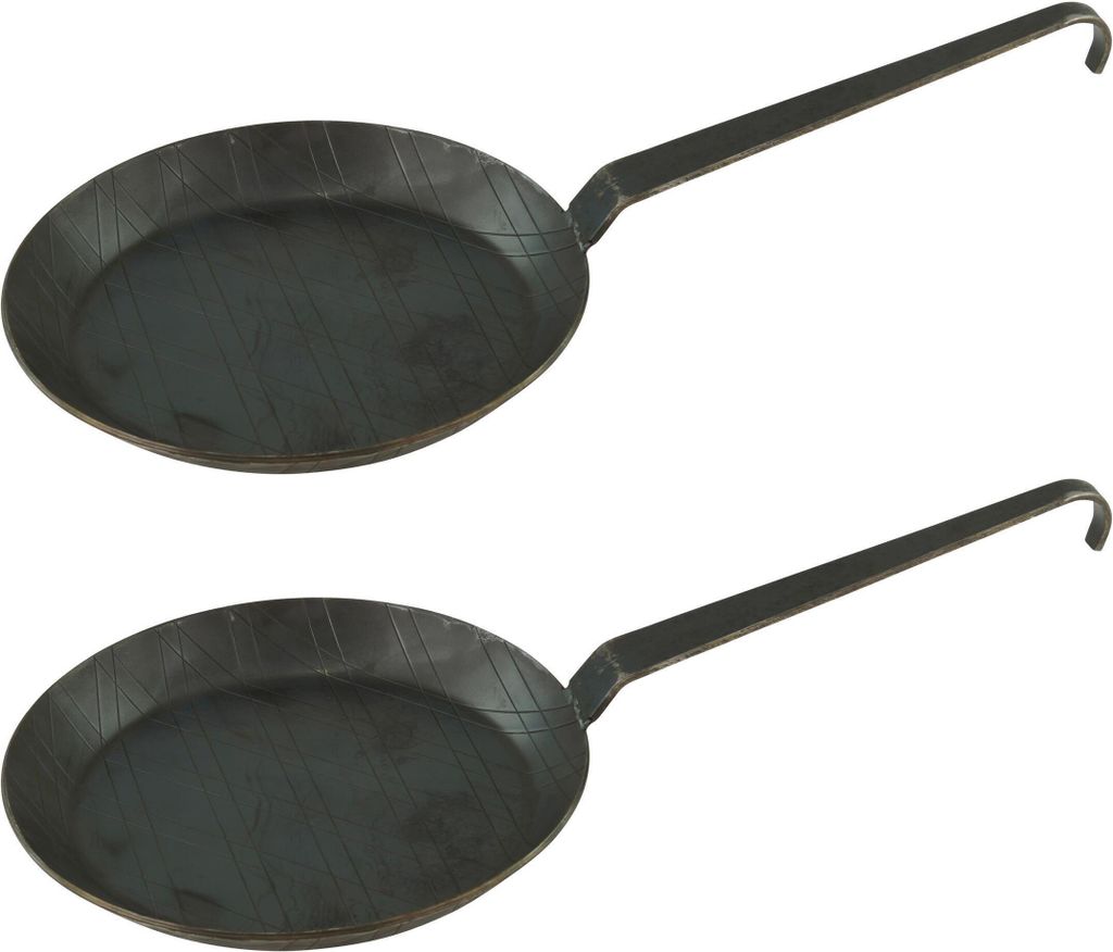 GVKECO 2 wrought iron frying and serving pans, Ø 20 cm, with hook handle