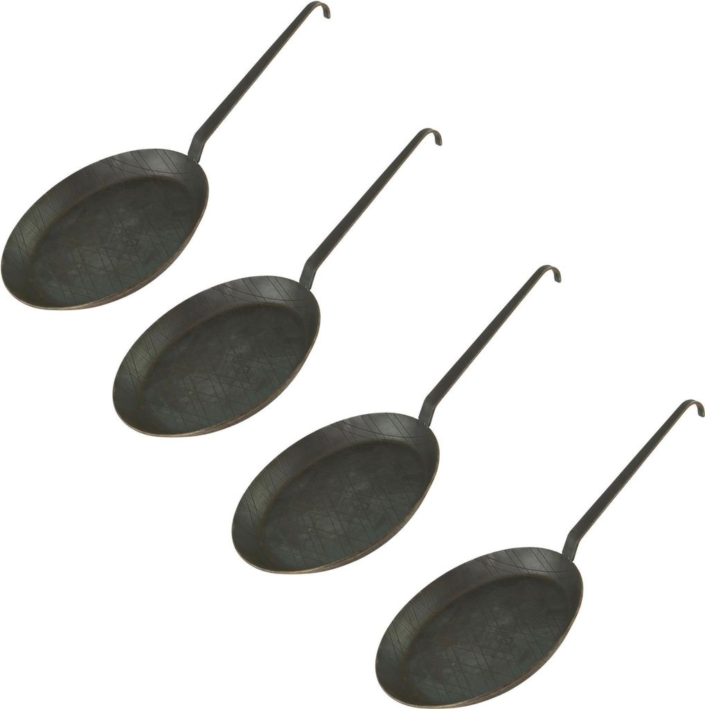 GVKECO Cast iron frying and serving pan, set of 4, Ø 24 cm, with hook handle