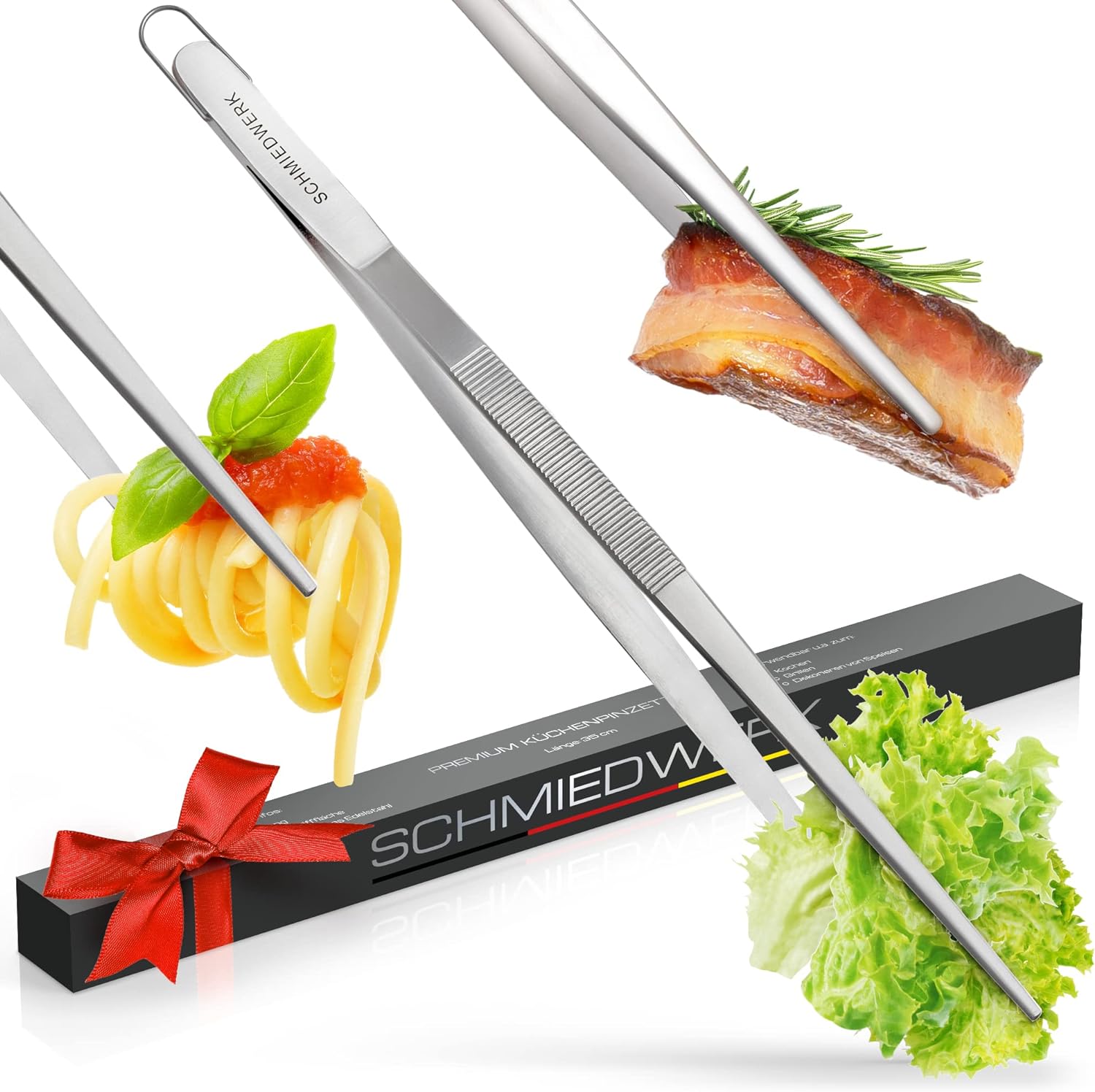 SCHMIEDWERK Cooking Tweezers Stainless Steel 30 cm - Cooking | Grilling | Baking - Kitchen Tweezers with Hanging Eyelet as Kitchen Aid