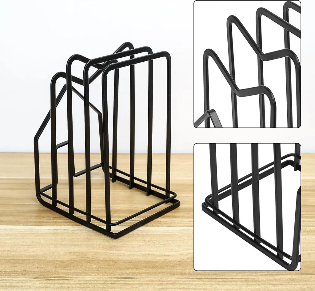 Markenlos Cutting board stand, black cutting board holder, lid holder, pan holder, pot lid holder for cutting board holder, pot lid organizer kitchen