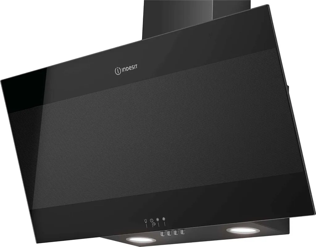 Slanted decorative extractor hood 80cm 647m3/h glass/black Indesit IHVP83FLMK