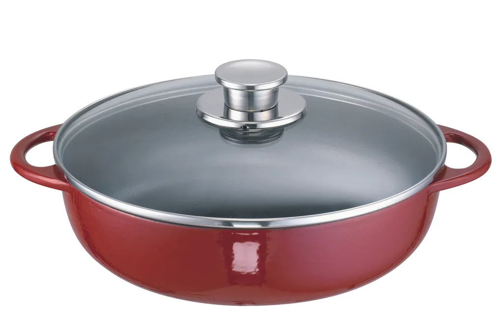 Schulte-Ufer Rustika Farmhouse Pan, Braising Pan, Frying Pan, Red, 28 cm, 4 L, 1633-28 r