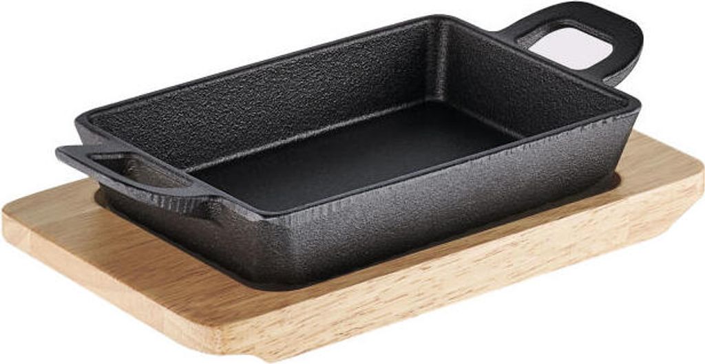 Schulte-Ufer Mini Serving Pan Rustika, Small Pan, Cast Iron, Black, 16 x 11 cm, 1694-16-s