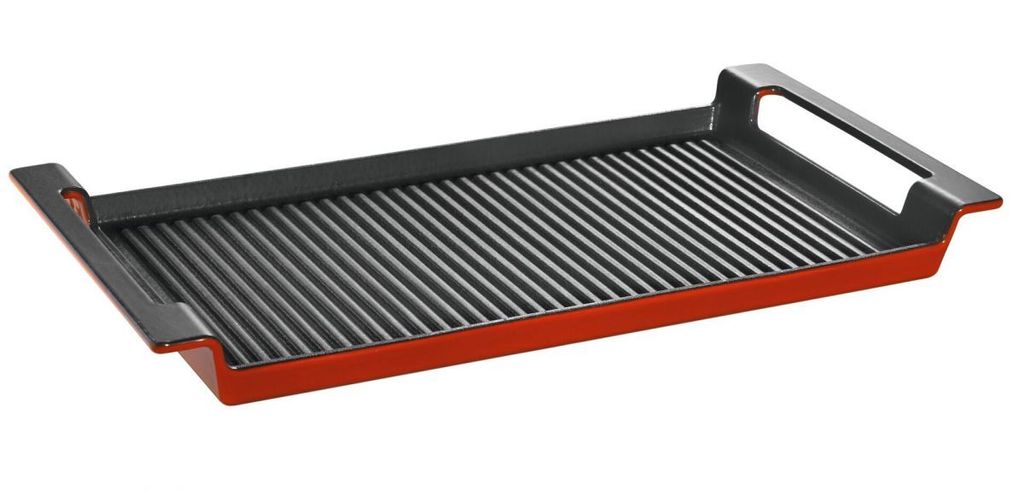 Schulte-Ufer Rustika Grill Plate, Induction Grill Plate, Cast Iron, Red, 44 x 24 cm, 1625-44 r
