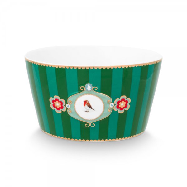 Love Birds Stripes Emerald Green Bowl by Pip Studio