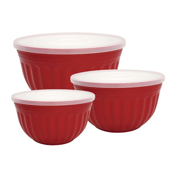 Bowl Set with Lid Alice Red (3-piece) Greengate