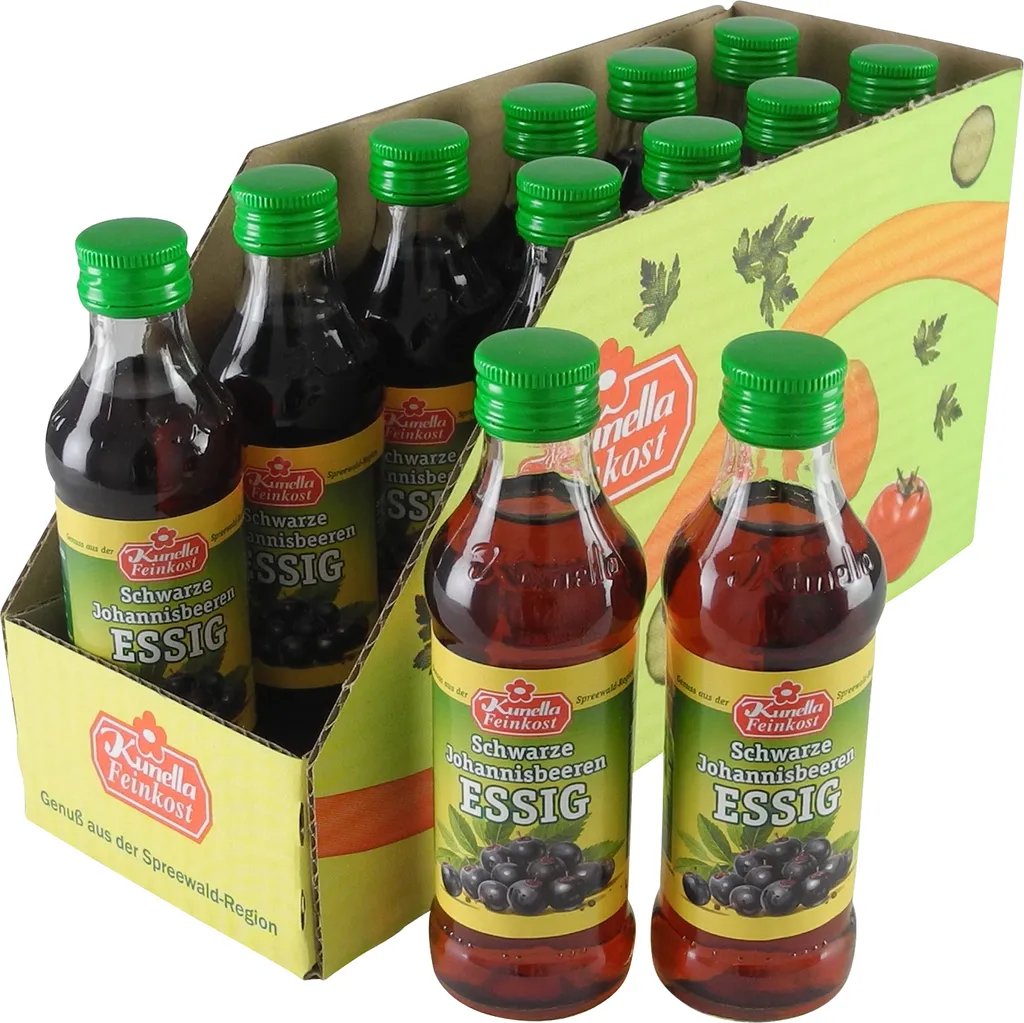 Blackcurrant Vinegar from Kunella Feinkost - 12-pack (12 bottles of 100 ml each)
