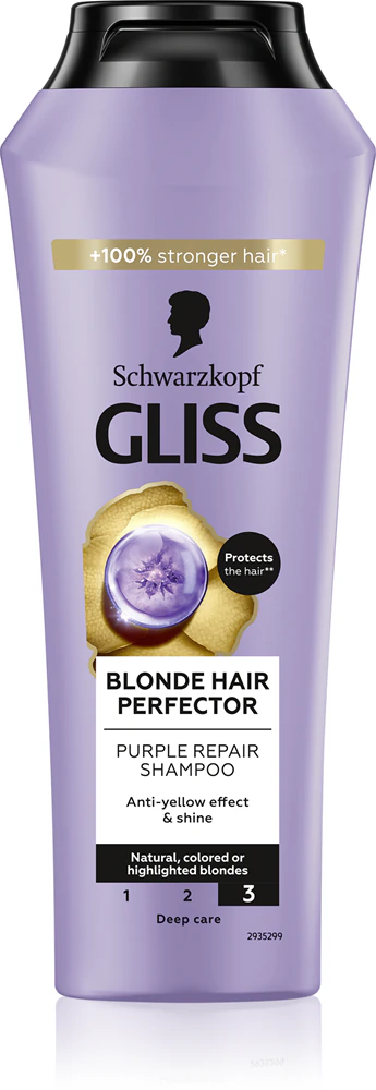 Schwarzkopf Gliss Blonde Hair Perfector hair shampoo neutralizes yellow discoloration
