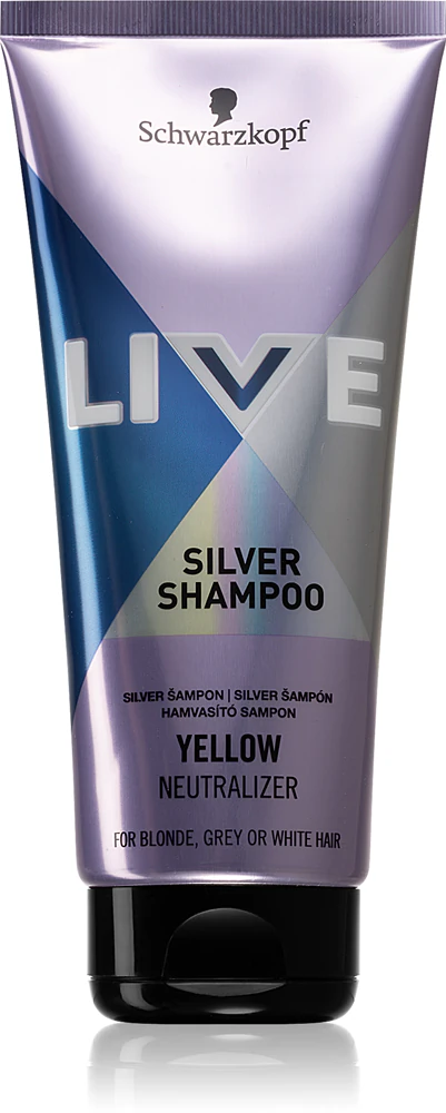 Schwarzkopf LIVE Silver the cleansing shampoo neutralizes yellow discoloration