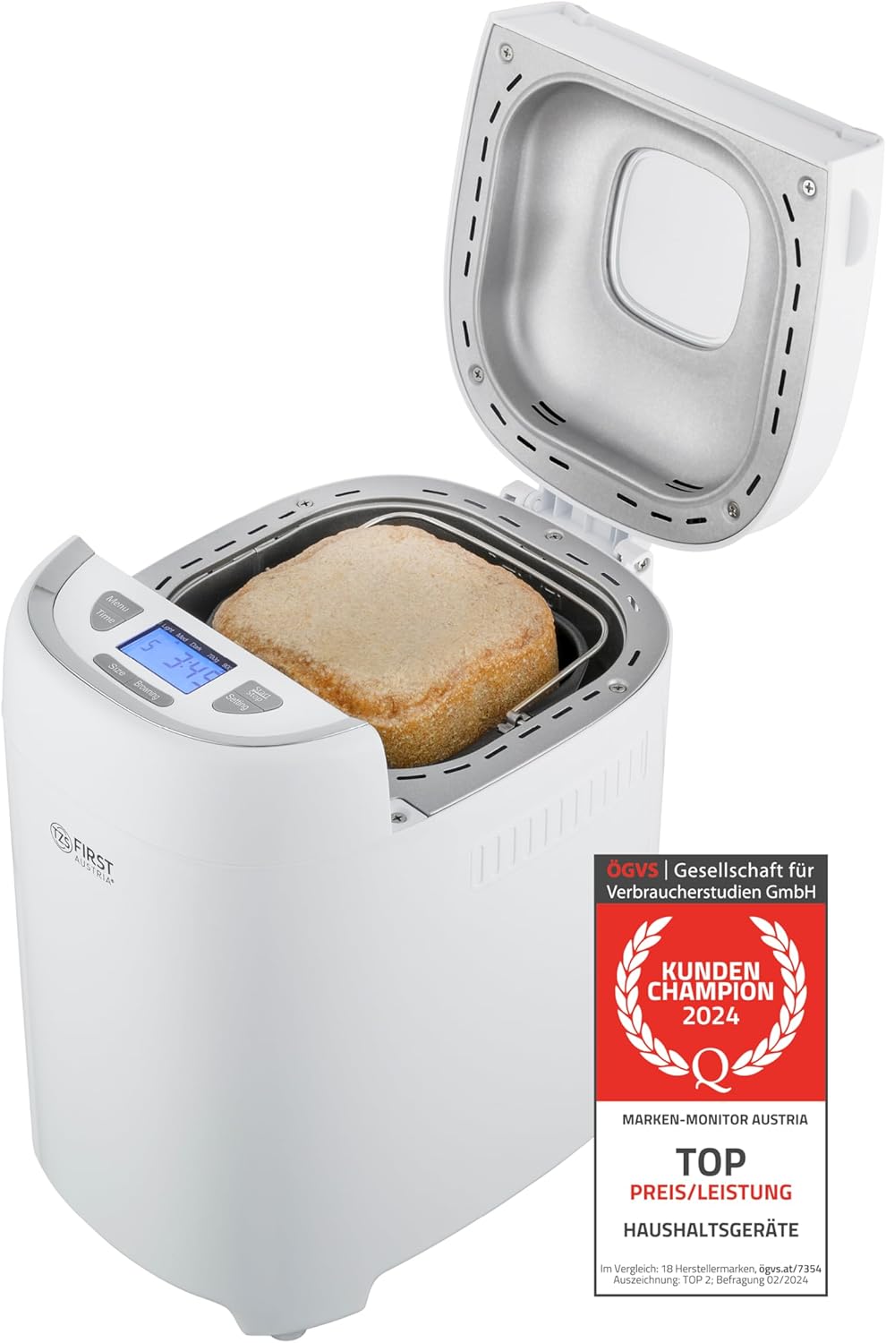 TZS First Austria Multifunctional Bread Maker | 13 Programmes | Individual Dough Quantity | Adjustable Browning Levels | Timer | Keep Warm Function | Automatic Shut-Off | Includes Accessories