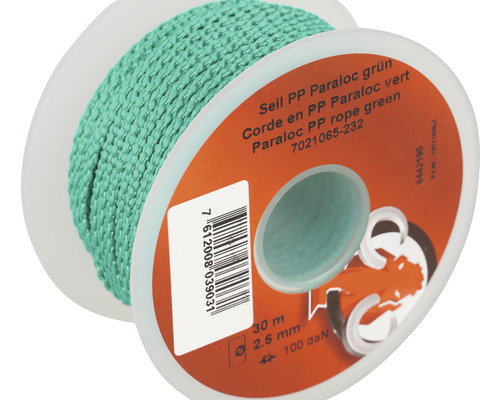 Rope Paraloc Mamutec polypropylene green Ø 2.5 mm, 30 m