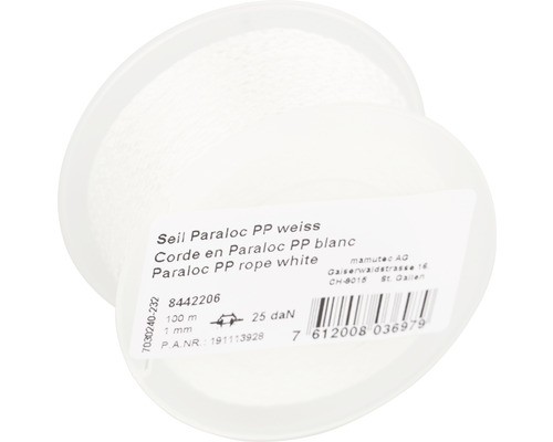 Rope Paraloc Mamutec polypropylene white Ø 1 mm, 100 m