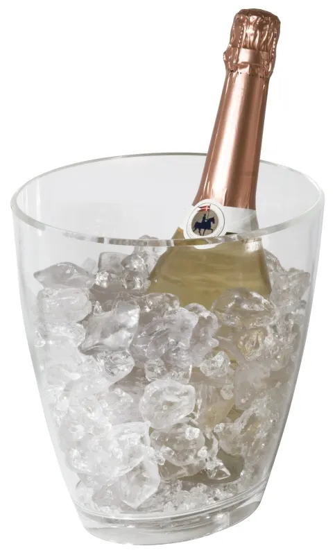Champagne cooler, oval, clear acrylic, for one bottle, 22 x 16 x 23.5 cm
