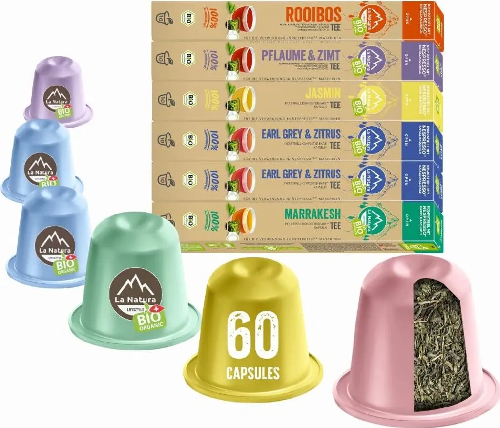 Selection Box Tea 60 Tea Capsules | La Natura Lifestyle Organic 126g | Bio-based | Nespresso®*³ compatible