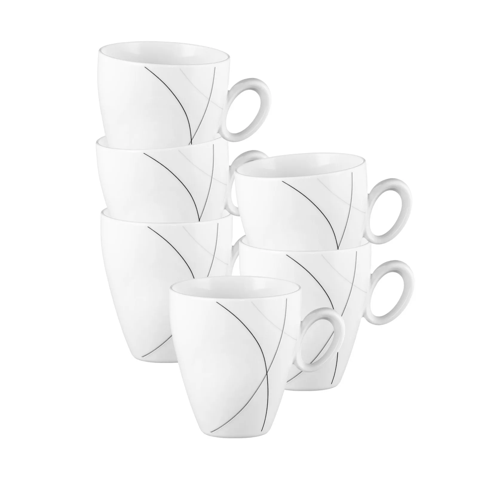 Seltmann Weiden Mug with Handle Trio Highline white-grey 0.3 l 6-piece set