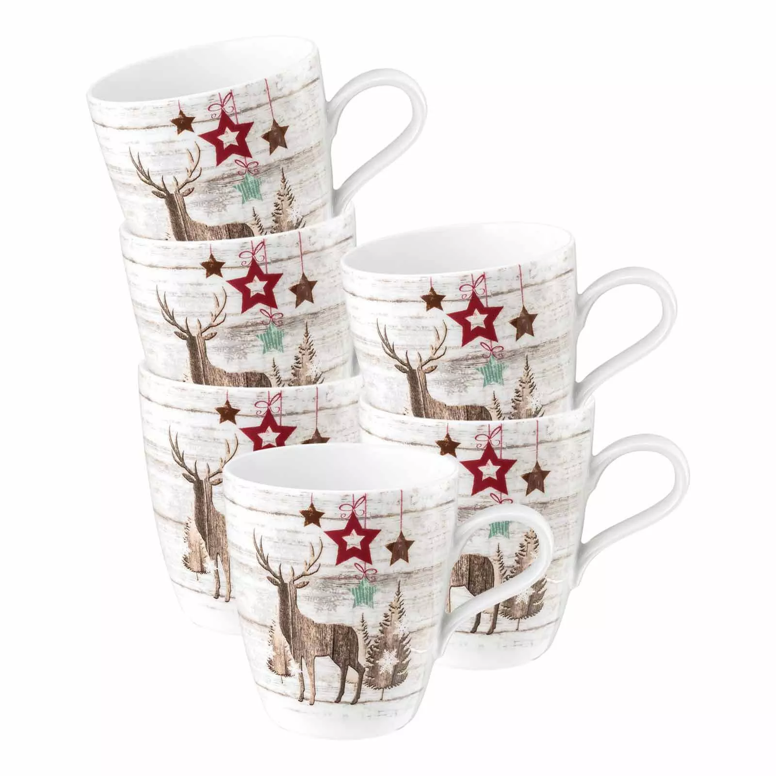 Seltmann Weiden Mug Life Christmas white-brown 400 ml 6-piece set