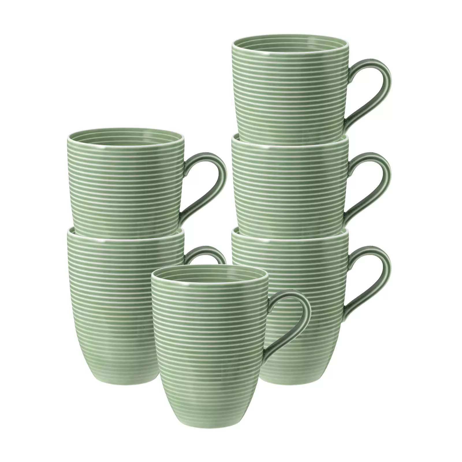 Seltmann Weiden Coffee Mugs Beat Color Glaze Sage Green 350 ml 6-piece Set