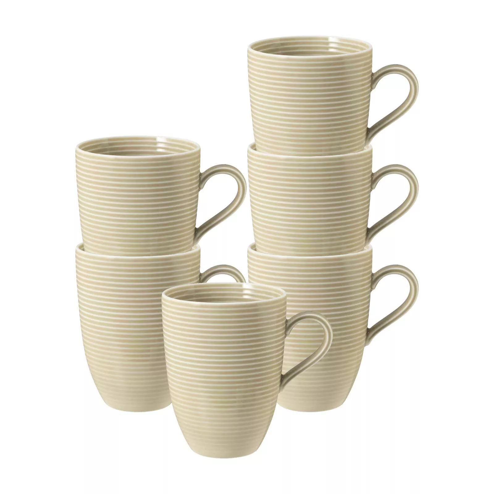 Seltmann Weiden Coffee Mugs Beat Color Glaze Sand Beige 350 ml 6-piece Set