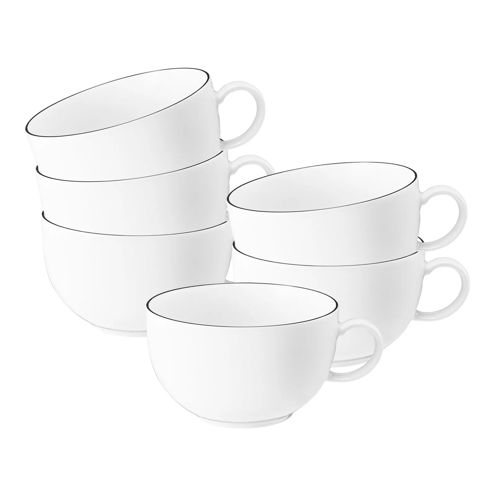 Seltmann Weiden Milk Coffee Cups Lido Black Line White 350 ml Set of 6