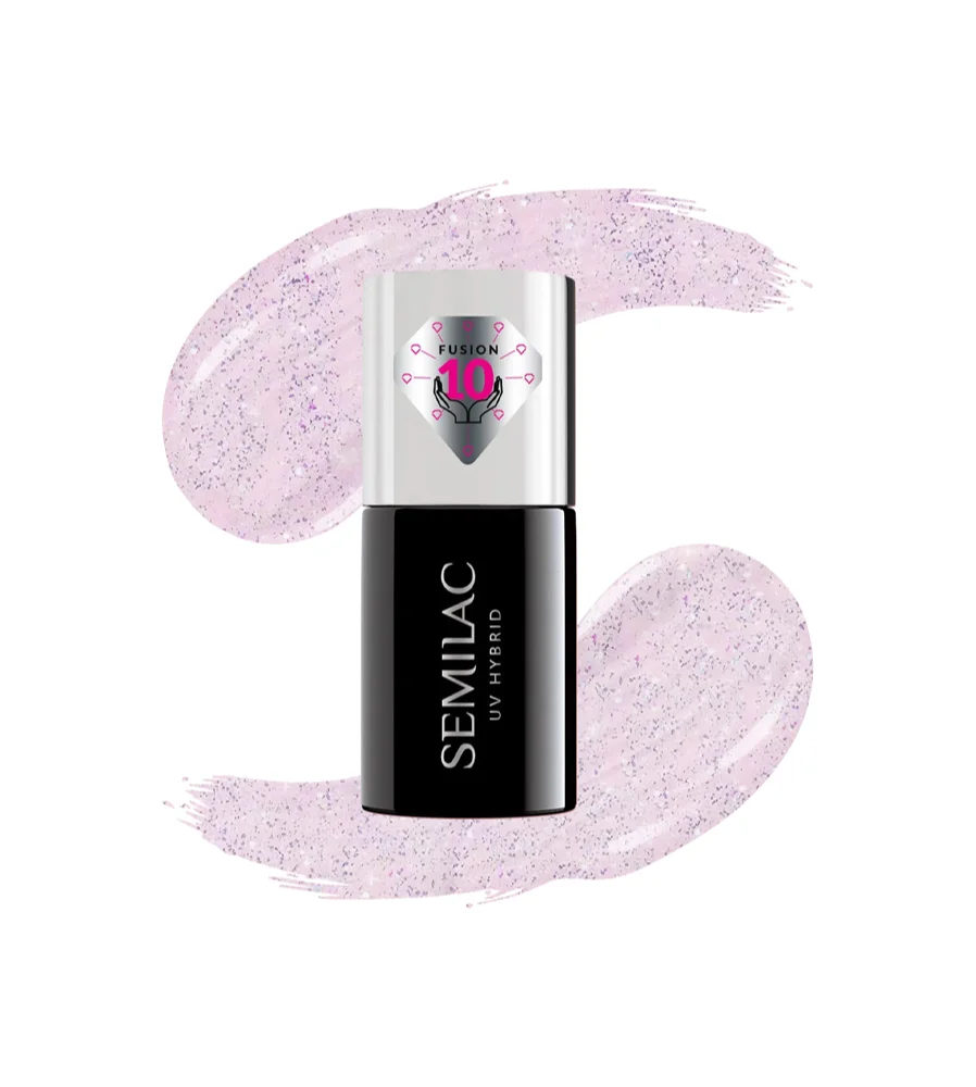 Semilac UV Hybrid Extend Care 5in1 gel nail polish with nourishing effect Farbton 806 Glitter Delicate Pink 7 ml