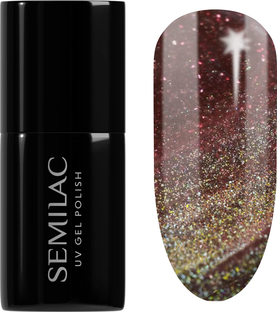 Semilac UV Hybrid Galaxy Flash Gel Nail Polish for UV/LED Lamp Farbton 824 Digital Red 7 ml