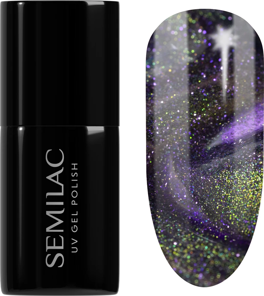 Semilac UV Hybrid Galaxy Flash Gel Nail Polish for UV/LED Lamp Farbton 825 Cyber Violet 7 ml