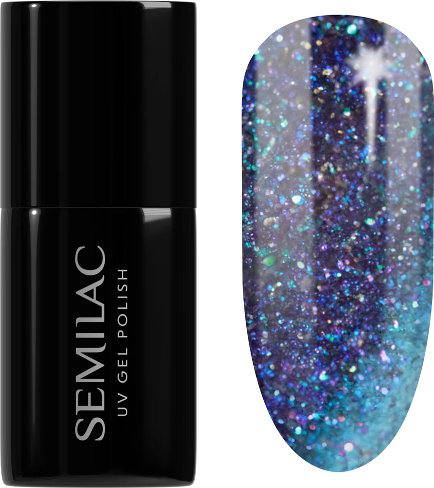 Semilac UV Hybrid Galaxy Flash Gel Nail Polish for UV/LED Lamp Farbton 826 Virtual Blue 7 ml