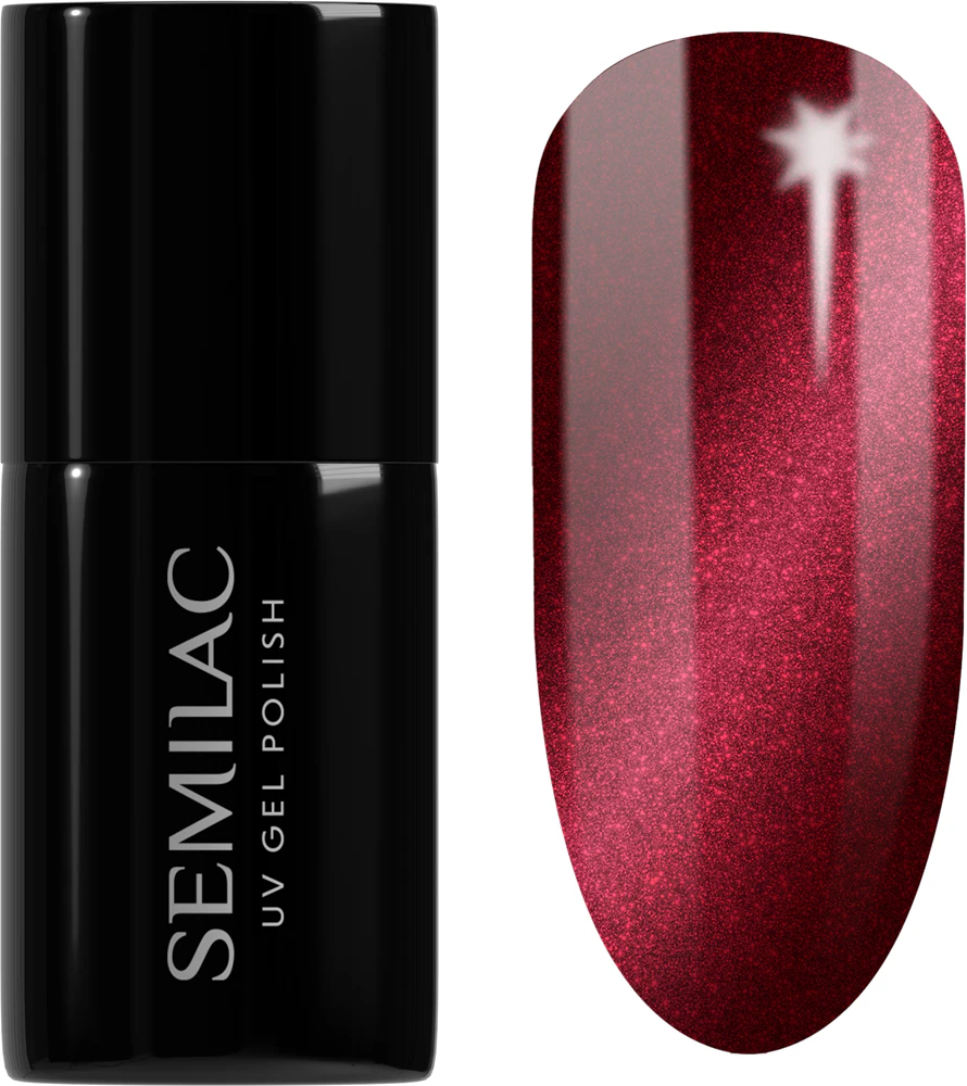Semilac UV Hybrid Silk Effect Gel Nail Polish for UV/LED Lamp Farbton 467 Red Candle Flash 7 ml