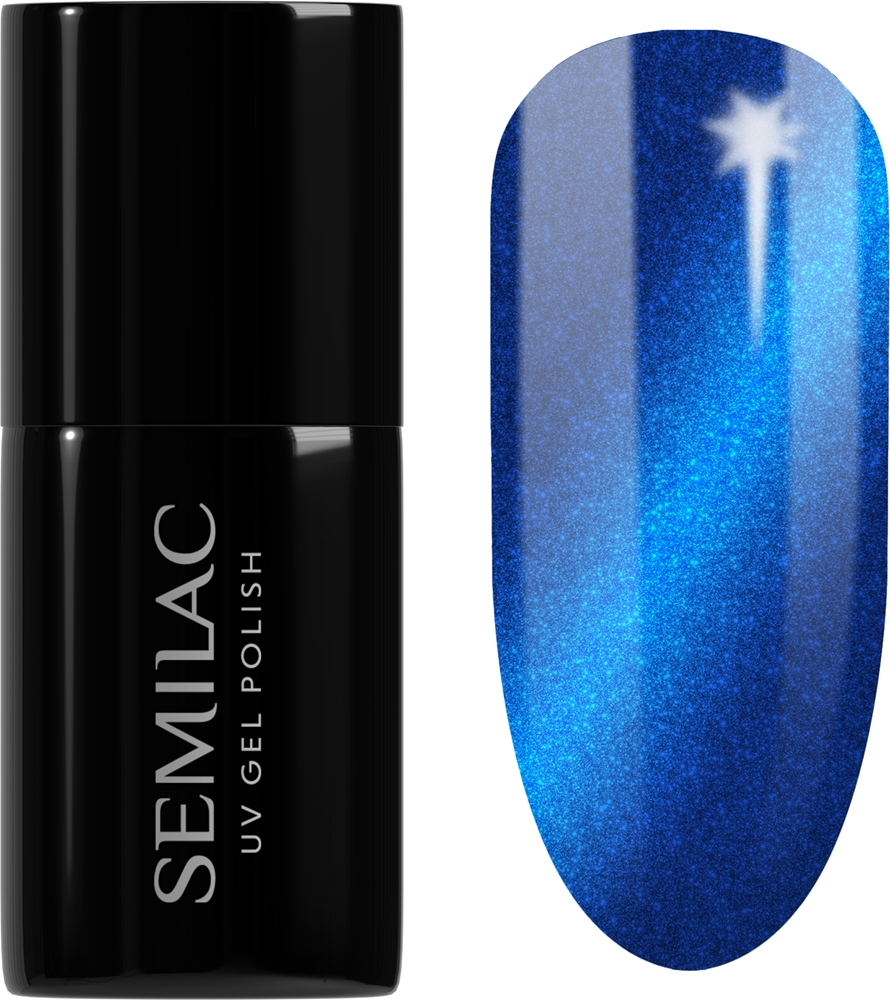 Semilac UV Hybrid Silk Effect Gel Nail Polish for UV/LED Lamp Farbton 466 Blue Silk Pyjamas 7 ml