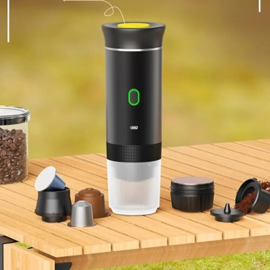Senecesli Portable Espresso Machine NES Capsules, DG Powder, 12V Electric Travel Express Machine, Self-Heating Battery Operated