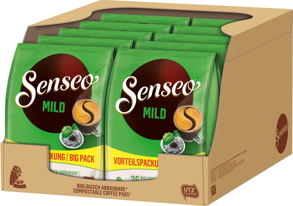 SENSEO Mild Coffee Pads UTZ 10 x 36 Coffee Pads Value Pack - 360 Drinks 2500g