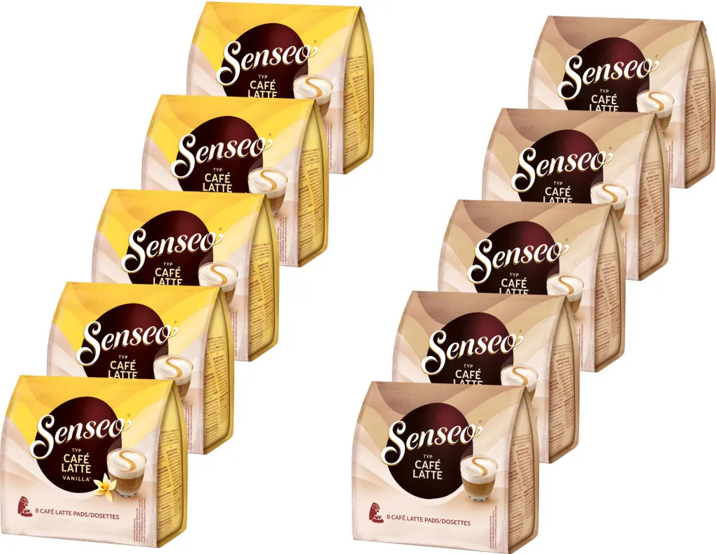 SENSEO Pads Type Café Latte + Type Café Latte Vanilla, 5 x 8 drinks each - 80 servings 920g