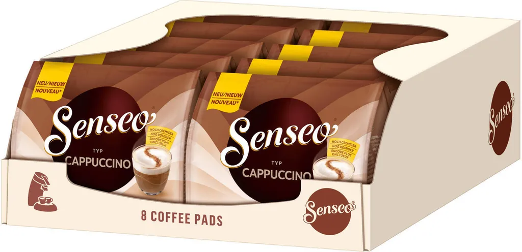 SENSEO Cappuccino Type Pads, soft and creamy, 10 x 8 beverage coffee pads 920g