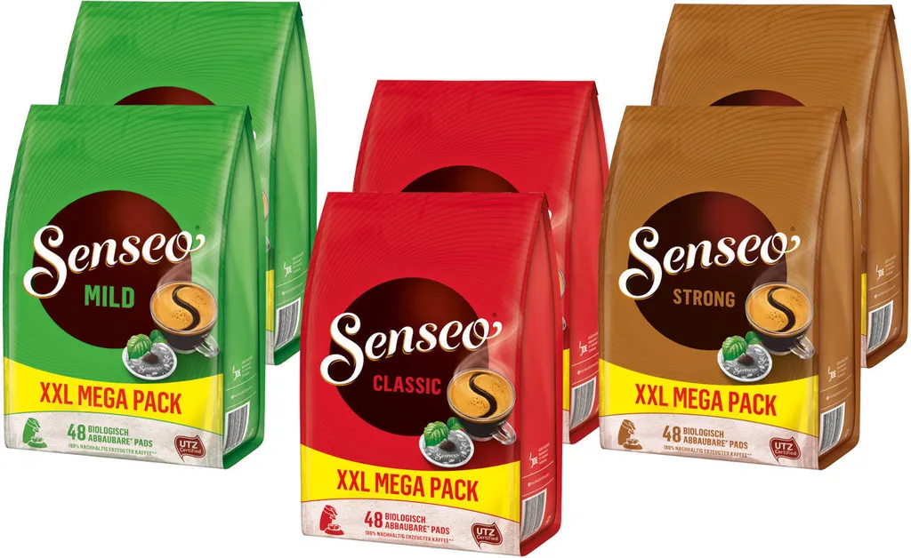 Senseo Pads XXL Sample Pack 3 Varieties Senseo Mild Classic Strong 288 Coffee Pads 1.998 kg