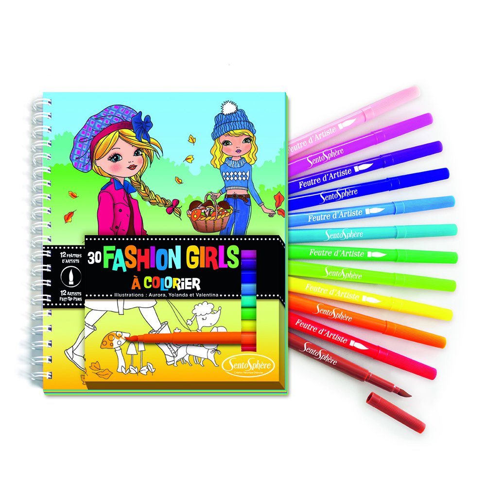 Sentosphere Colouring Book Fashion Girls Templates And Felt Tip Pens