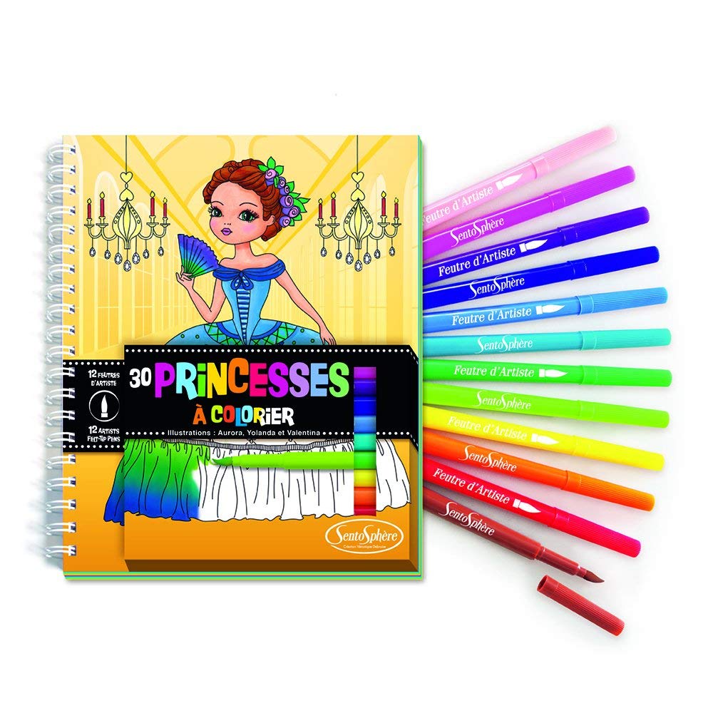 Sentosphere Colouring Book Princess Templates And Felt Tip Pens