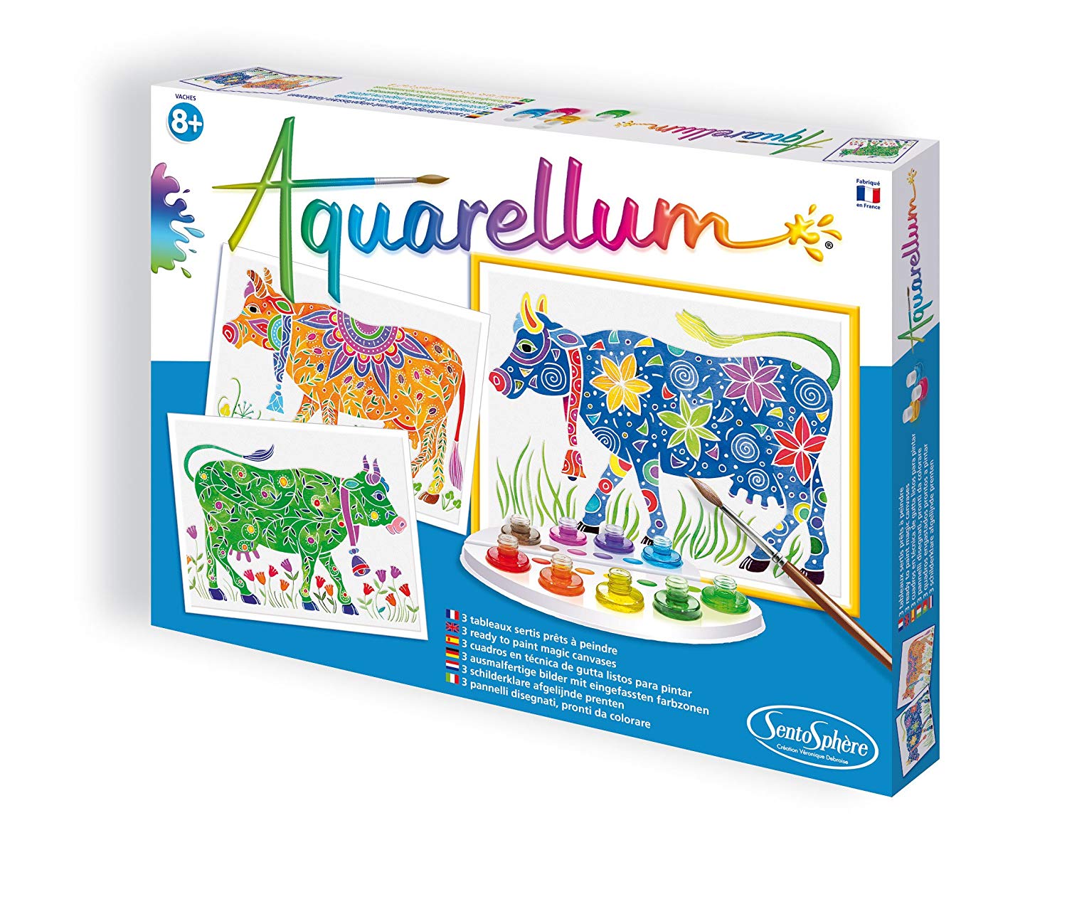 Sentosphere Aquarellum Gm Cow Set Of Pictures To Colour X X Small Bottles Of Ink Palett